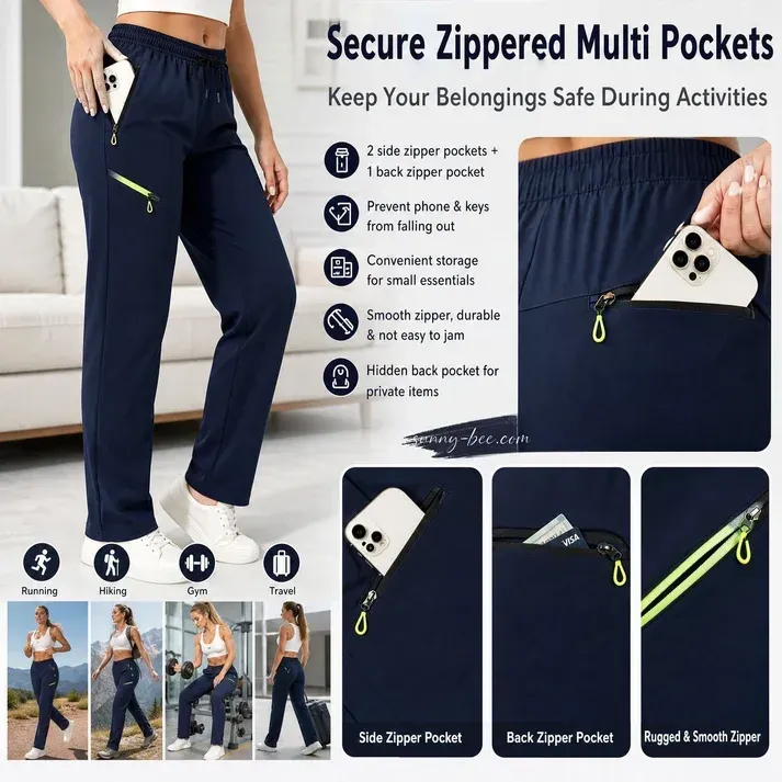 🔥Womens Straight-Leg Cargo Trousers – Elastic Waist, 6-Pocket Casual Pants for Work, Travel  Everyday Wear 👖✨