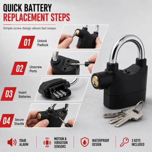 Heavy-Duty Aluminum Alloy Alarm Padlock（2ＰＣＳ）