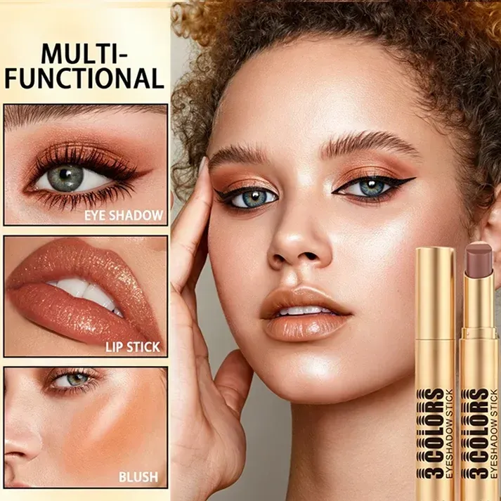 3-in-1 Gradient Eyeshadow Stick – One-Swipe, Waterproof, Curved Nib 2PC