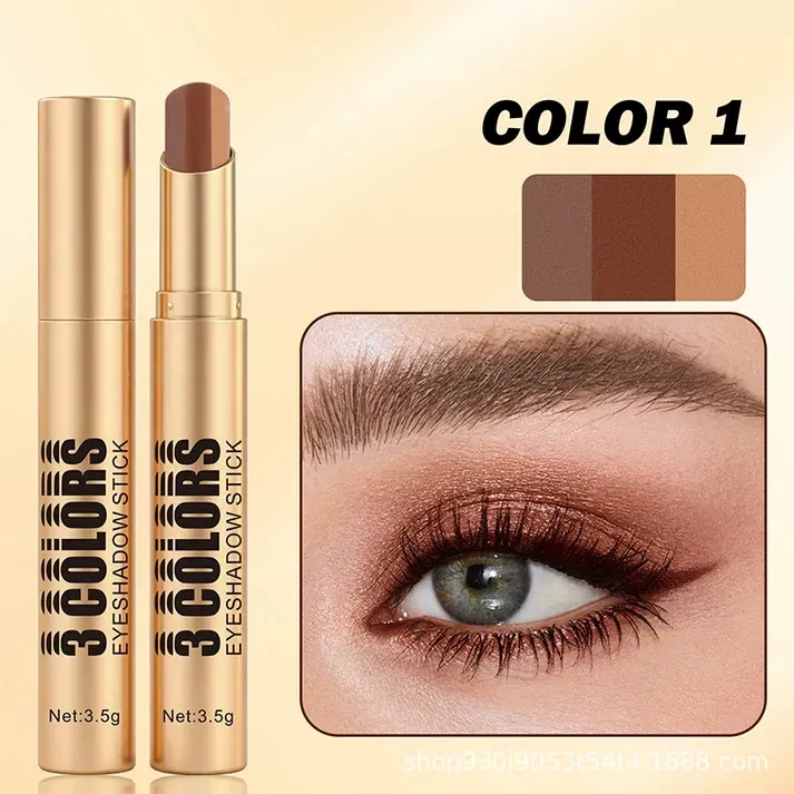 3-in-1 Gradient Eyeshadow Stick – One-Swipe, Waterproof, Curved Nib 2PC