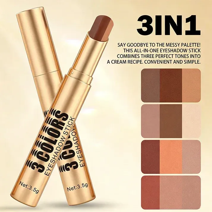 3-in-1 Gradient Eyeshadow Stick – One-Swipe, Waterproof, Curved Nib 2PC