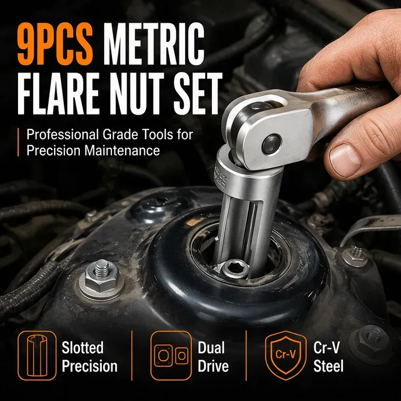 9-Piece Flare Nut Socket Set – Slotted Oxygen Sensor