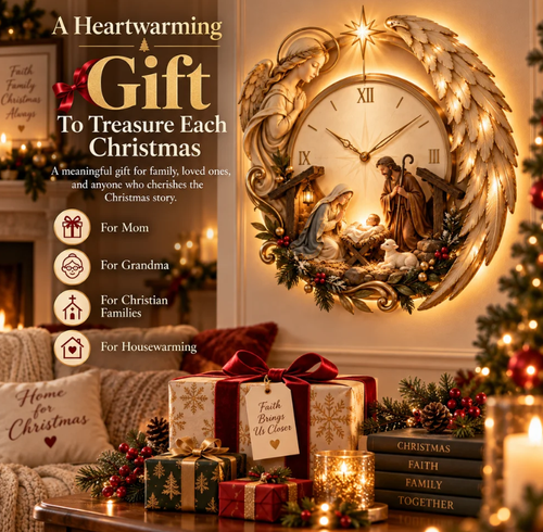 Glow Clock Bethlehem Angel Nativity