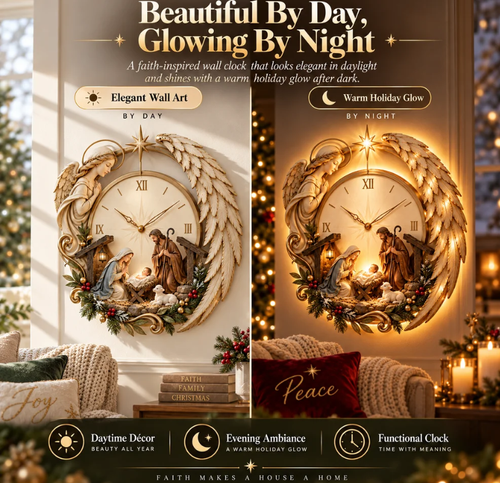 Glow Clock Bethlehem Angel Nativity