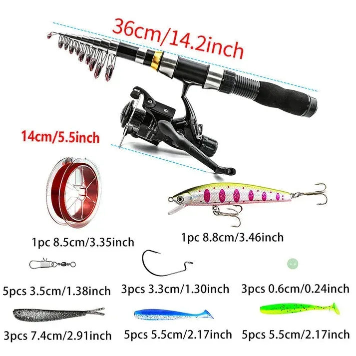 Portable Travel Fishing Kit | Compact Telescopic Rod for Camping & Road Trips