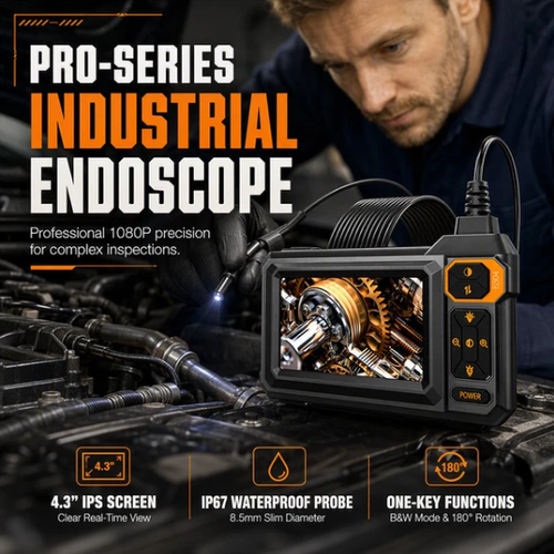 HD Inspection Endoscope – IPS Screen, IP67 Waterproof Probe