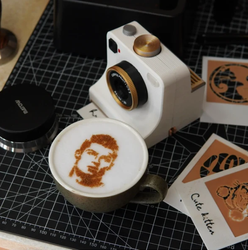 Retro Coffee Art Camera – Mechanical Latte Stencil Printer（4 Templates）