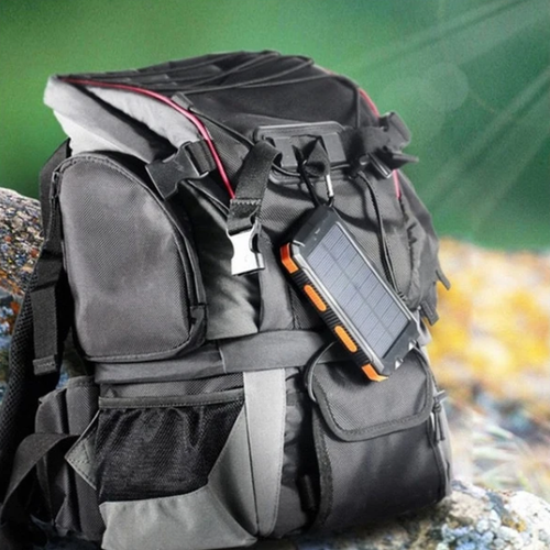 Portable Solar Power Bank, Solar Powered Charger with Dual LED Flashlights, Power Bank for Travel, Camping