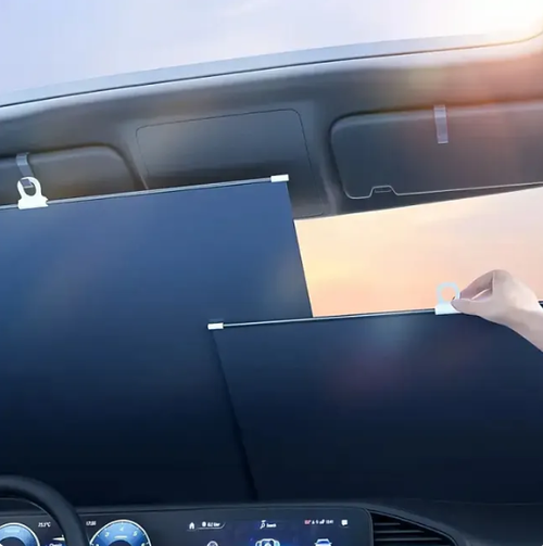 2 Pieces Automatically retract the car front windshield sun visor, foldable car sun visor