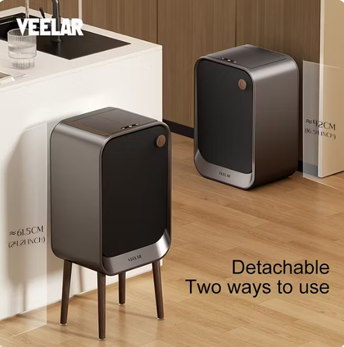 VEELAR's innovative design features a sensor-activated smart trash can made of high-quality 430 stainless steel.