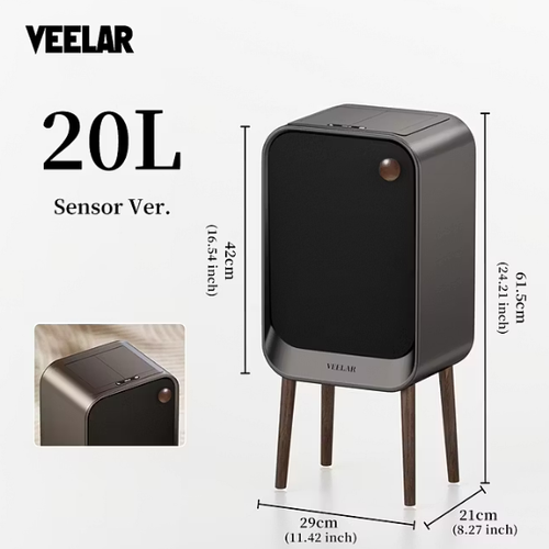 VEELAR's innovative design features a sensor-activated smart trash can made of high-quality 430 stainless steel.
