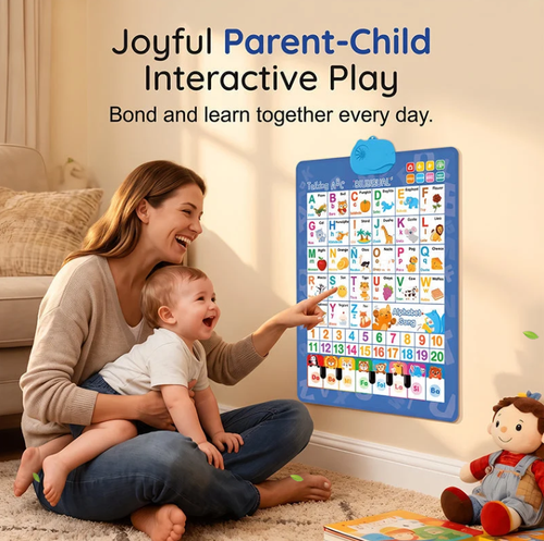 Bilingual Talking Alphabet Wall Chart – English & Spanish Letters, Interactive Audio Play & Mini Piano – Durable PVC Early Education for Toddlers 📚