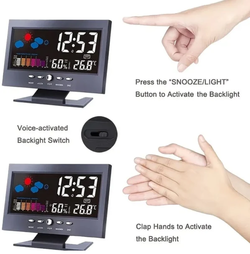🌡️ ✨ Digital LED Weather Station - Temperature & Humidity Monitor with Forecast Display & Table Alarm Clock