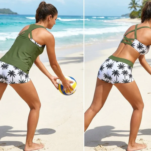 Women's 3-Piece Swimsuit Tankini Set with Shorts