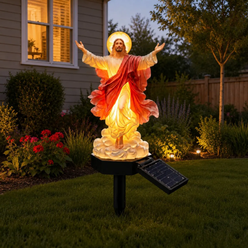 Solar-Powered Illuminated Jesus Garden Statue