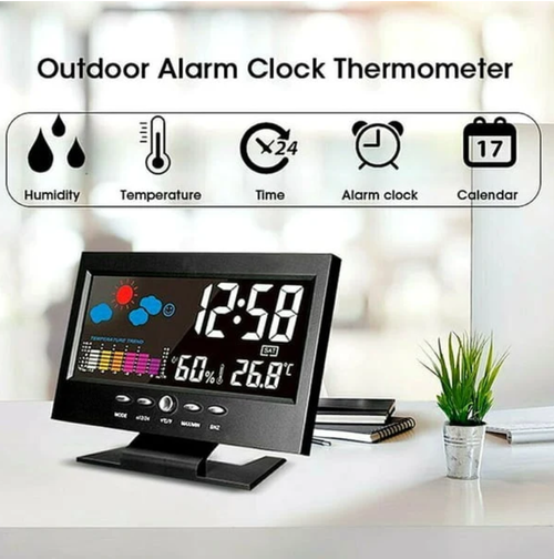 🌡️ ✨ Digital LED Weather Station - Temperature & Humidity Monitor with Forecast Display & Table Alarm Clock