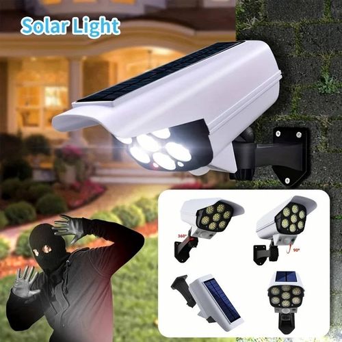 Outdoor Motion Sensor Solar Lights 2000 Lumen 77 LED With Remote Controller Fake Security Camera Monitoring Induction Wall Lamps
