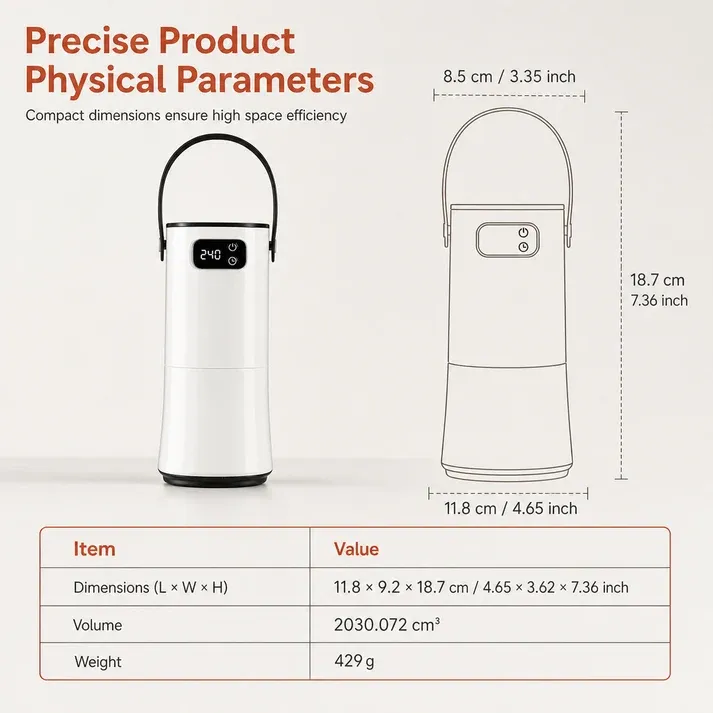 Portable Clothes Dryer: Rapid Heat, Silent Night Drying, Foldable, Travel-Friendly, 4-Step Setup