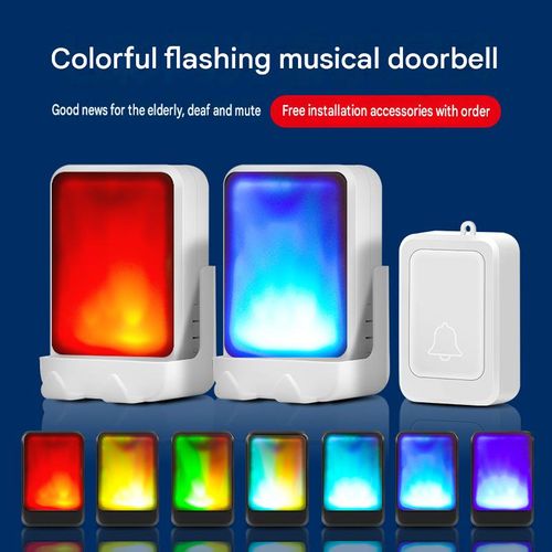 Wireless remote control doorbell with sound and light, no need for electricity