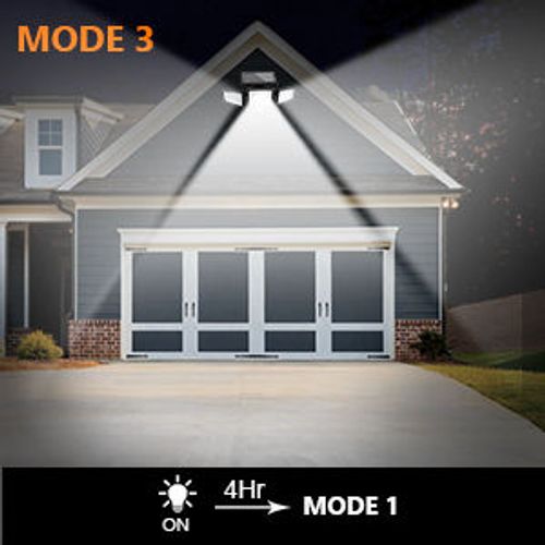 Hoodink Solar Outdoor Lights 4500LM 306LED Security Lights with Remote Control, 4 Heads Motion Sensor Lights, IP65 Waterproof, Easy Install, 270°Wide Angle Flood Wall Light with 3 Modes for Backyard Yard