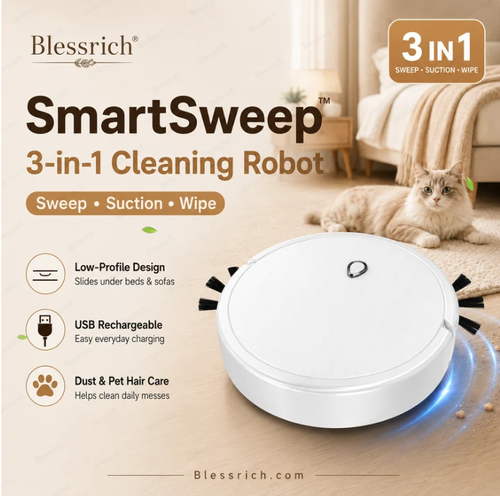 3-in-1 Robot Cleaner with Sweeping, Strong Suction & Mopping