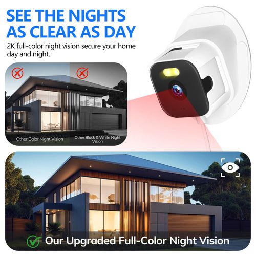 2K HD Window Security Camera Indoor Wired 2.4G&5G WiFi CCTV Camera Color Night Vision Motion Detection Alerts for Home Safety