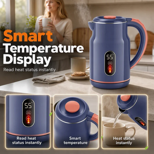 Smart Electric Kettle: 3L, 1500W Fast Boil, 55°C Keep Warm, Temp Display, Cool-Touch