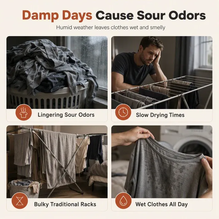 Portable Clothes Dryer: Rapid Heat, Silent Night Drying, Foldable, Travel-Friendly, 4-Step Setup