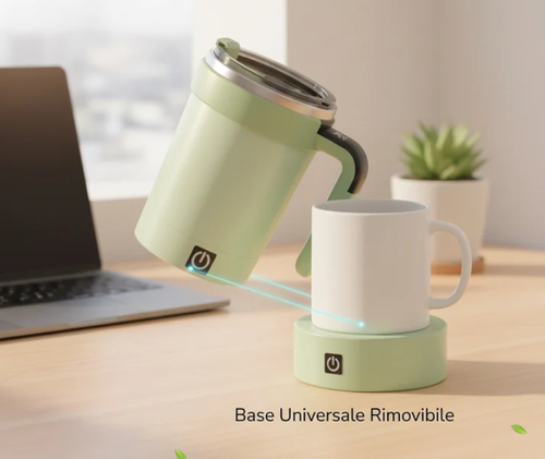 Automatic mixing cup with smart temperature display