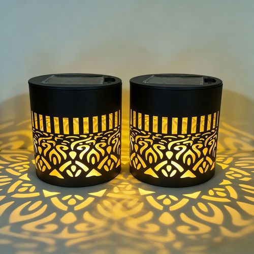 Keledz Decorative Mandala Iron Outdoor Step Wall Lights Waterproof Fence Post Lamp Garden Patio Backyard Low（2PCS）