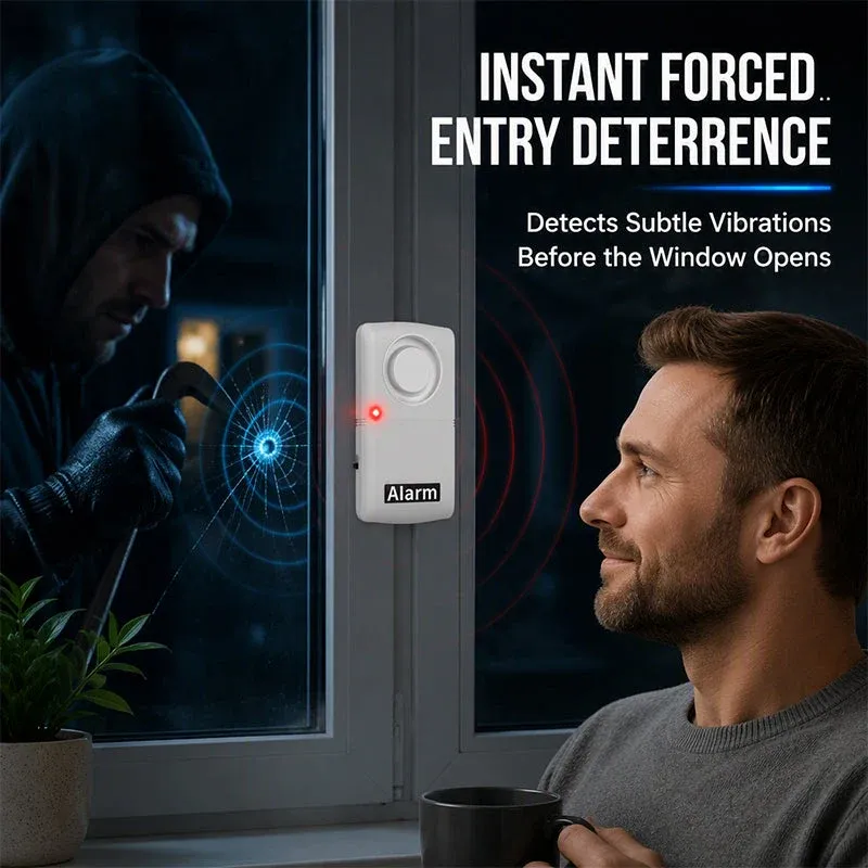 🚨 Wireless Door & Window Vibration Alarm – Smart Home Security Sensor