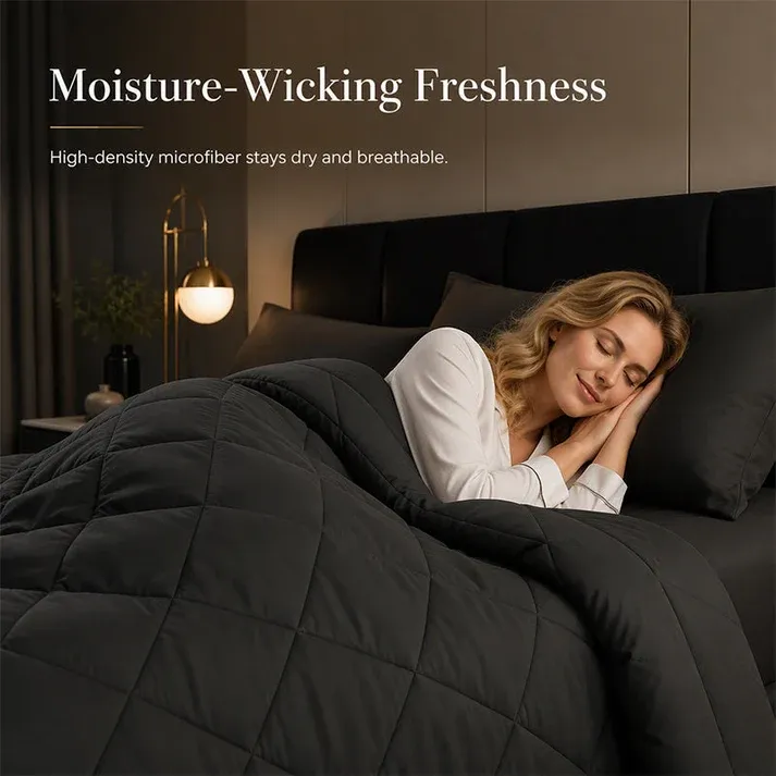 Brushed Microfiber Comforter Set: Diamond Quilting, Moisture-Wicking, All-Season, with 2 Pillowcases