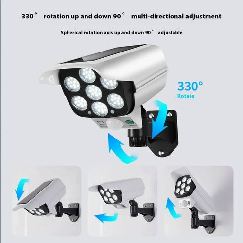 Outdoor Motion Sensor Solar Lights 2000 Lumen 77 LED With Remote Controller Fake Security Camera Monitoring Induction Wall Lamps