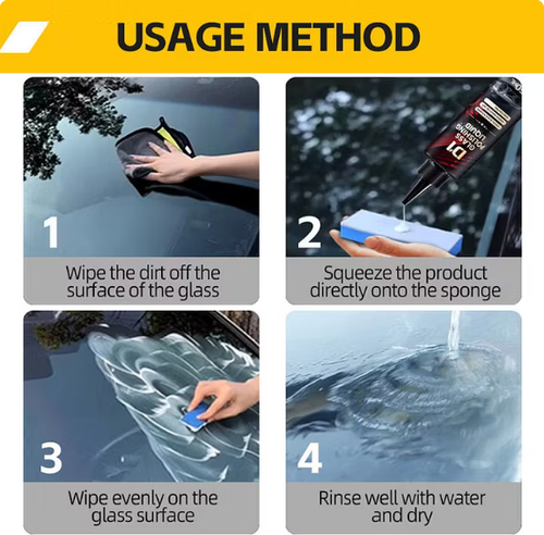 Auto Glass Scratch Care Polishing Fluid（2 bottles） Free sponge + towel