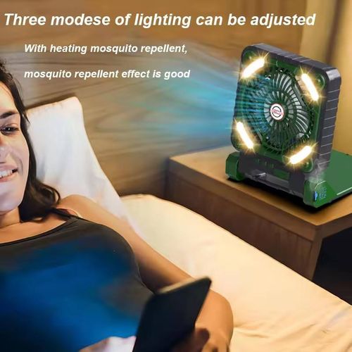 Solar-powered portable rechargeable fan for outdoor camping