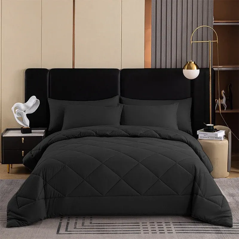 Brushed Microfiber Comforter Set: Diamond Quilting, Moisture-Wicking, All-Season, with 2 Pillowcases