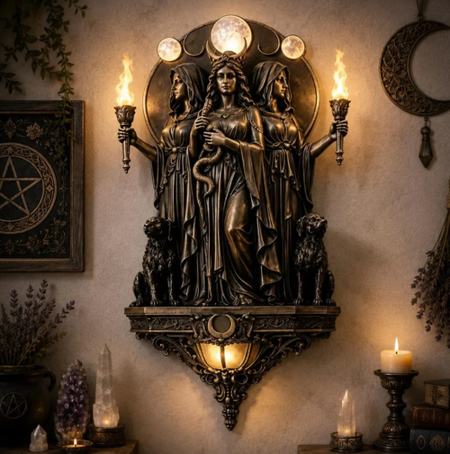 Triple Goddess Hecate LED Wall Sconce