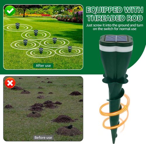 Ultrasonic Mole Repellent for Lawns Solar Powered Waterproof Expel Mole Gopher Snake Vole for Lawn Garden Yard