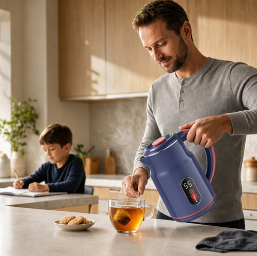 Smart Electric Kettle: 3L, 1500W Fast Boil, 55°C Keep Warm, Temp Display, Cool-Touch