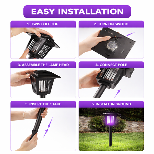 Solar LED Garden Lantern, Outdoor Mosquito Killer Lamp