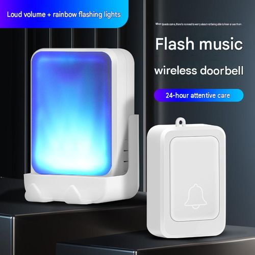 Wireless remote control doorbell with sound and light, no need for electricity
