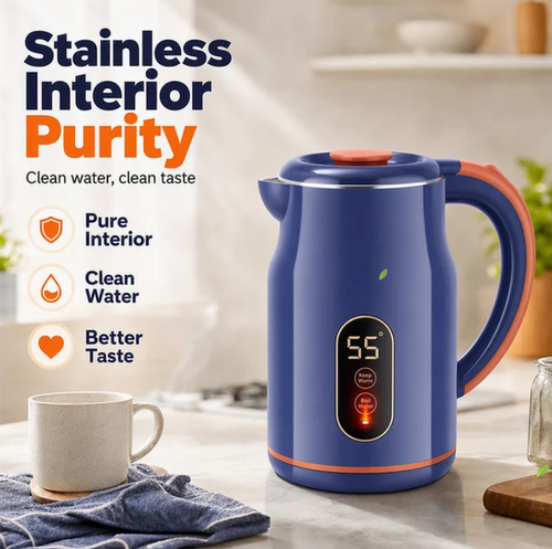 Smart Electric Kettle: 3L, 1500W Fast Boil, 55°C Keep Warm, Temp Display, Cool-Touch