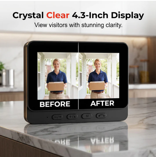 Smart Video Doorbell with 4.3Display – Two-Way Audio, Night Vision, Wide Angle 🏠