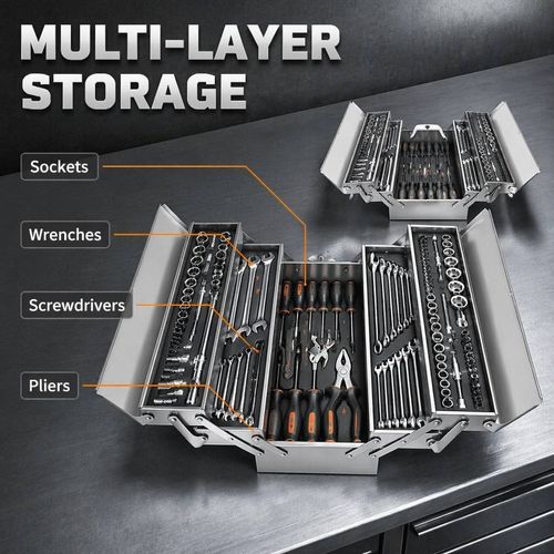 Custom Stainless Steel Waterproof Toolbox Household & Car Tool Storage Box Auto Repair Folding Box Portable Storage