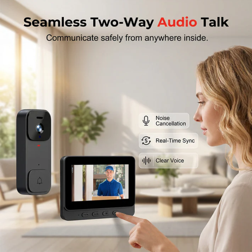 Smart Video Doorbell with 4.3Display – Two-Way Audio, Night Vision, Wide Angle 🏠