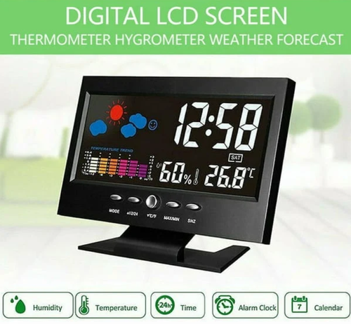 🌡️ ✨ Digital LED Weather Station - Temperature & Humidity Monitor with Forecast Display & Table Alarm Clock