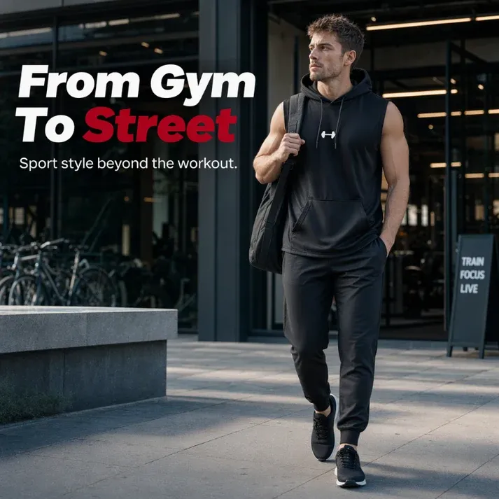 Men's Athletic Sleeveless Hoodie Vest – Maximum Mobility & Lightweight Breathable Fabric