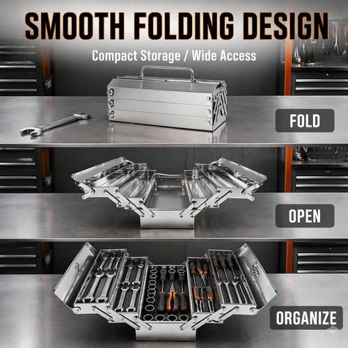 Custom Stainless Steel Waterproof Toolbox Household & Car Tool Storage Box Auto Repair Folding Box Portable Storage