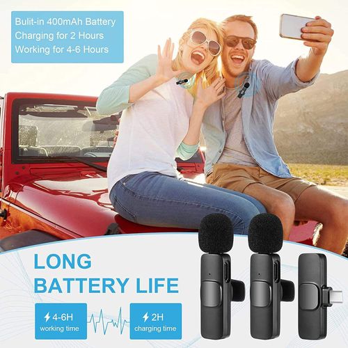 K8 Wireless Lavalier Microphone Dual-Channel Noise Reduction, Phone Live Streaming & Recording Mic, Compatible with iPhone & Android, Smart Noise Cancellation for Clear Recording, Factory Wholesale Portable Wireless Lapel Mic
