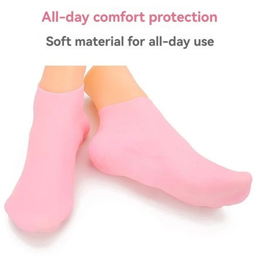 Pink Silicone Moisturizing Gel Socks (Buy 1 Get 5 Free)  Full-Foot Spa Pedicure for Dry Cracked Feet, Exfoliating & Moisturizing Foot Care Socks for Men & Women